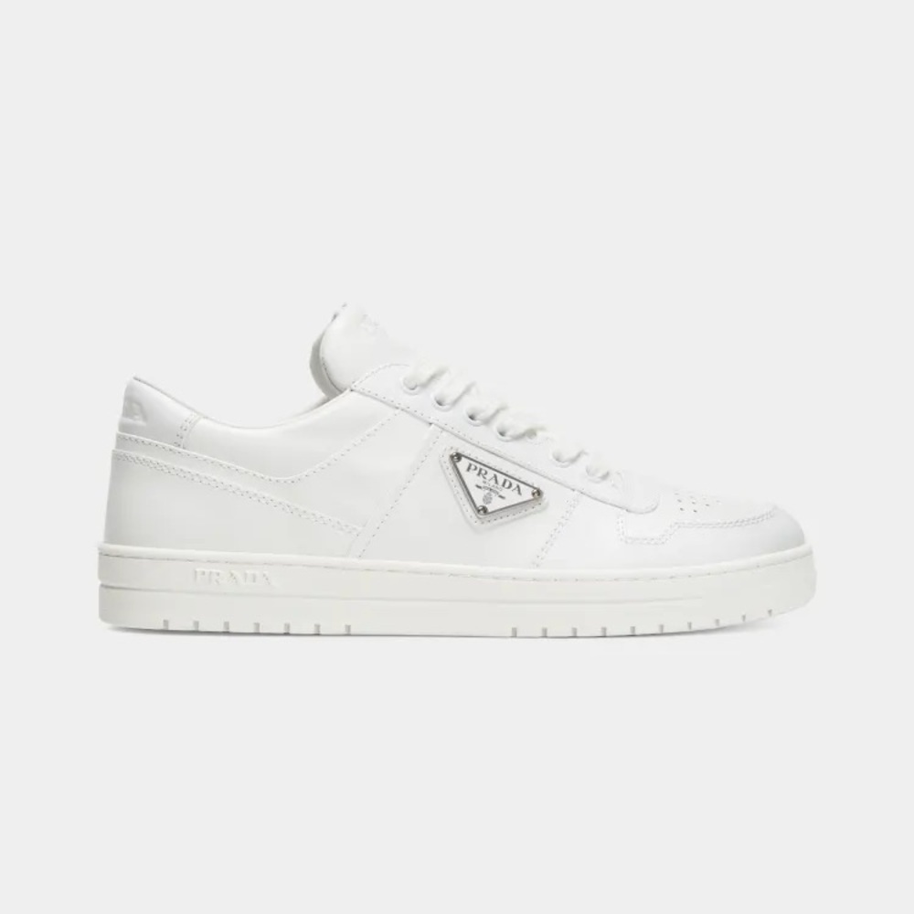 Prada Allacciate 30mm Leather Sneakers- white
